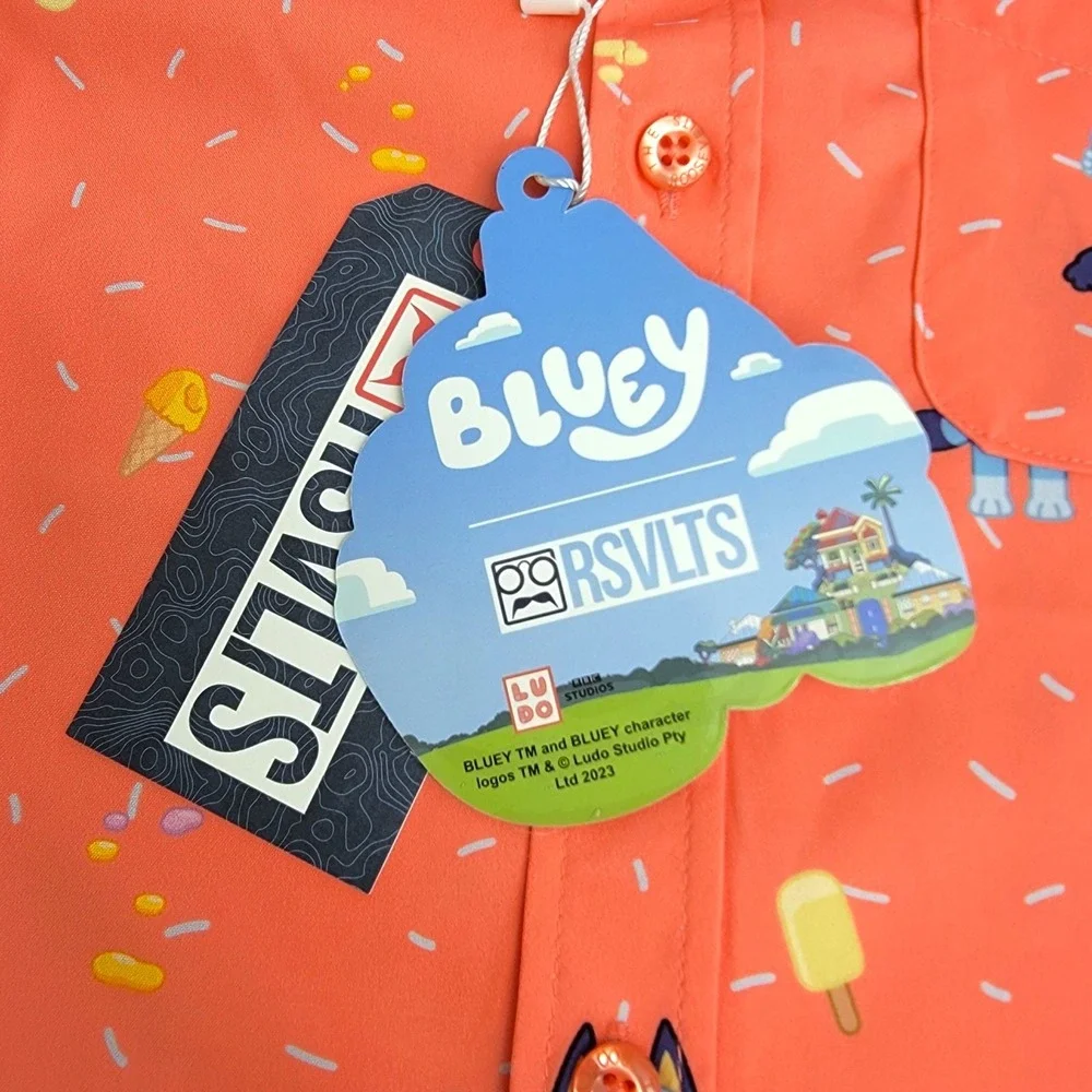 RSVLTS Bluey Shirt 5 Years Button‎ Up Orange Dont Let It Melt Ice Cream New